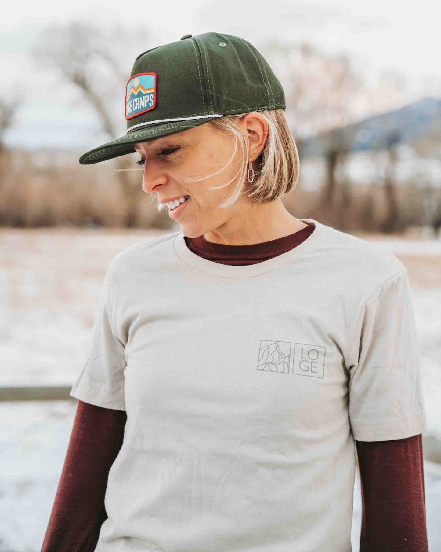 Cream T-Shirt with Mountain Logo